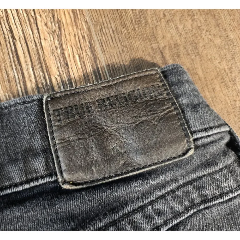 True Religion Jeans Mens 38 Black Fade Ricky Relaxed Straight Pockets Stretch